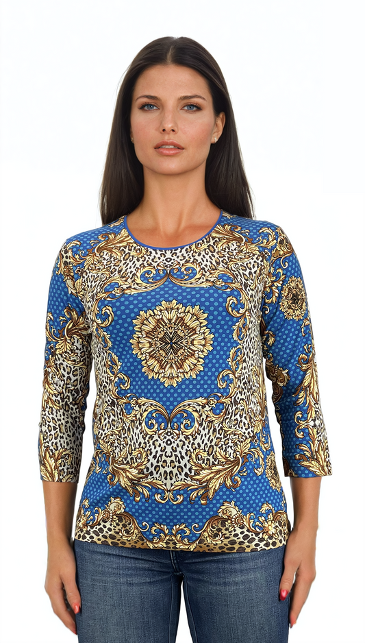 Дамска  блуза - тениска с 3/4 ръкав обло деколте - Decade.shop