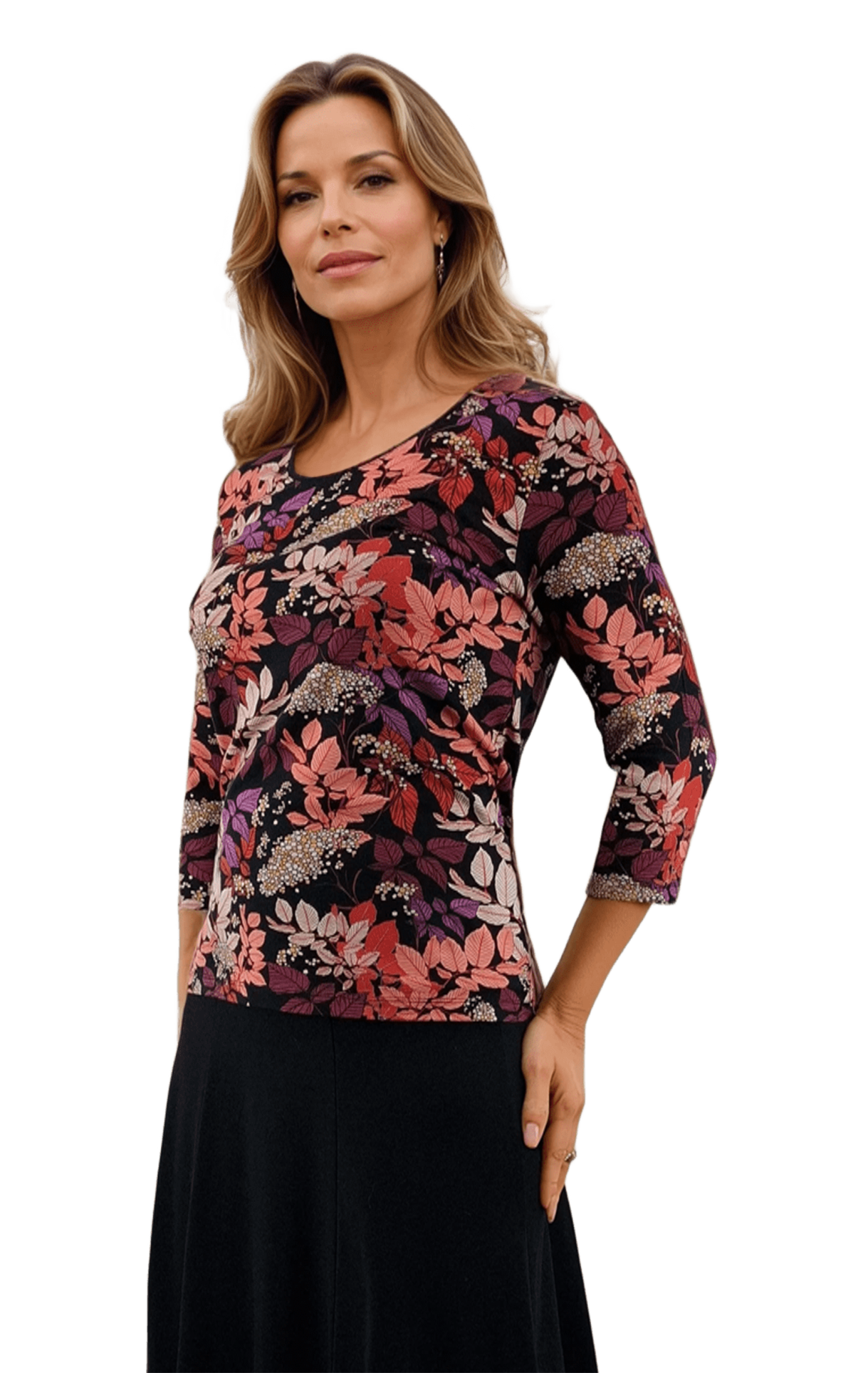 Дамска блуза - тениска с 3/4 ръкав обло деколте - Decade.shop