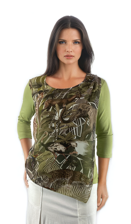 Дамска  блуза - тениска с 3/4 ръкав обло деколте - Decade.shop