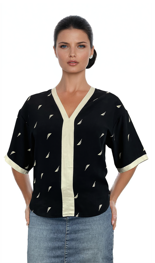 Дамска блуза 3/4 ръкав остро деколте - Decade.shop