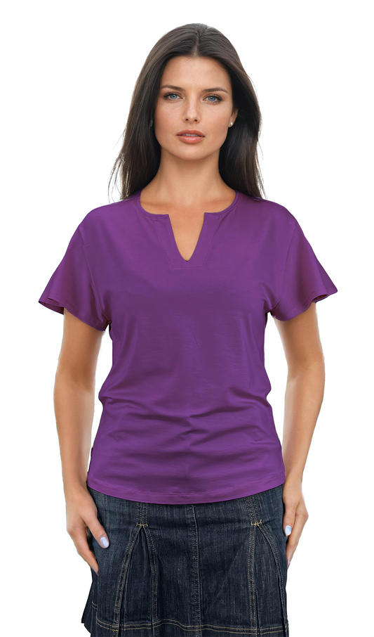 Дамска блуза - тениска къс ръкав остро деколте - Decade.shop