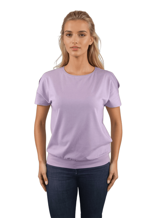 Дамска блуза - тениска къс ръкав обло деколте - Decade.shop