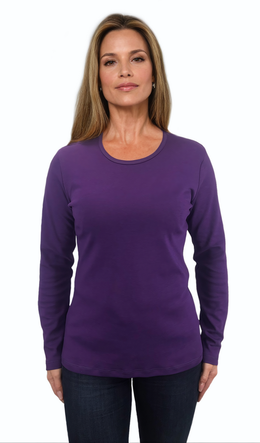 Дамска  блуза - тениска с дълъг ръкав обло деколте - Decade.shop