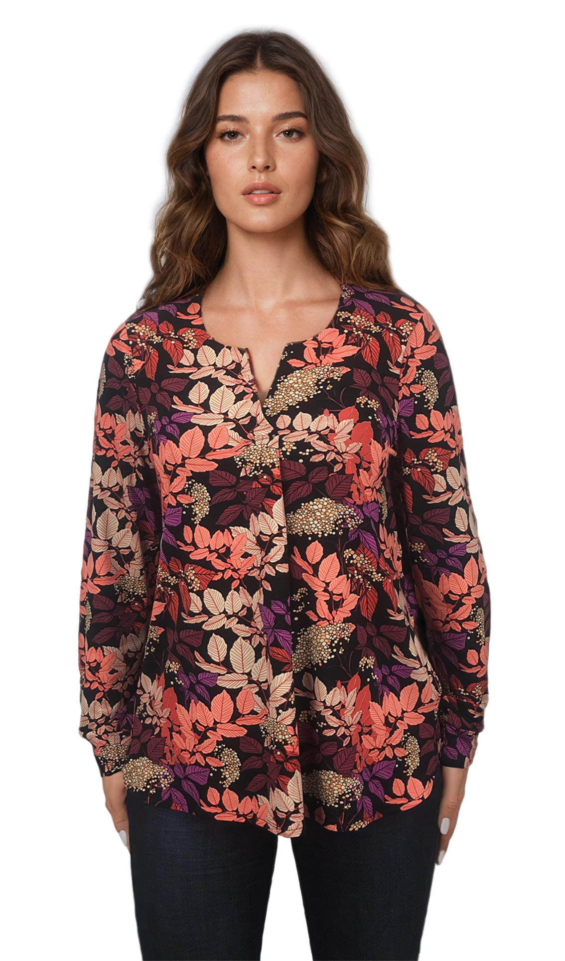 Дамска блуза-туника с дълъг ръкав остро деколте - Decade.shop