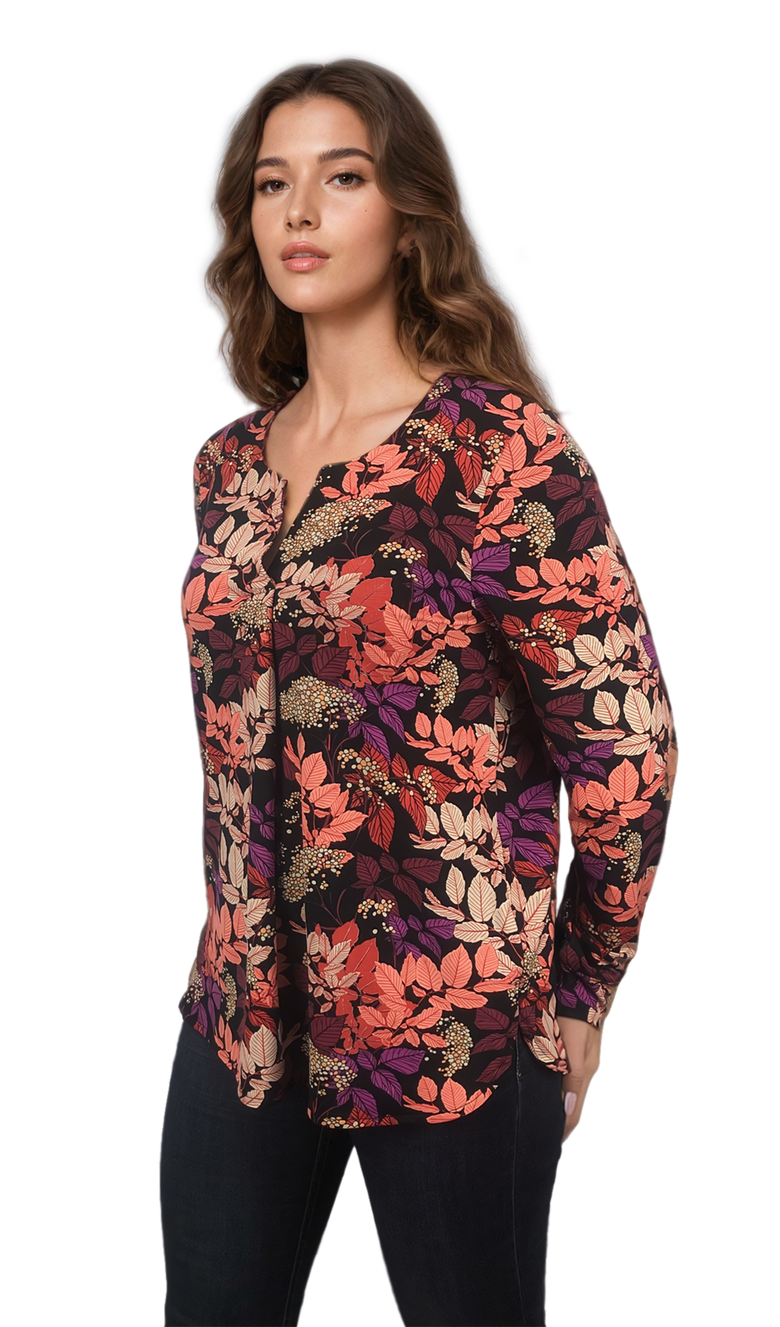 Дамска блуза-туника с дълъг ръкав остро деколте - Decade.shop