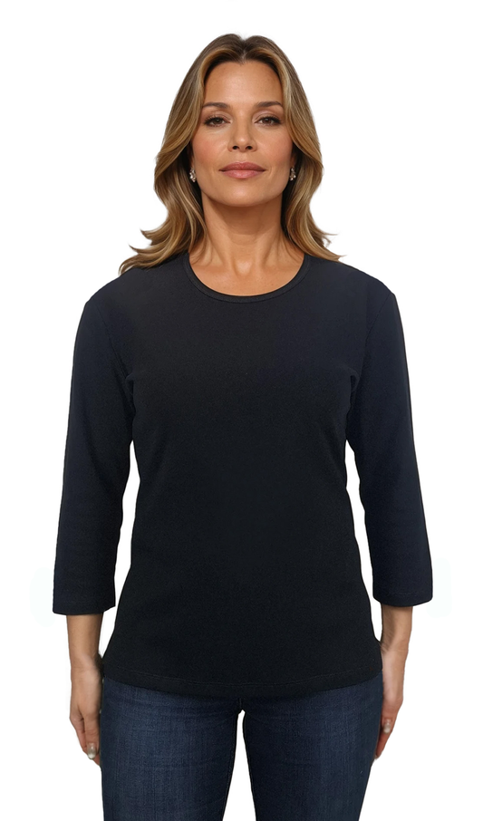 Дамска  блуза - тениска с 3/4 ръкав обло деколте - Decade.shop