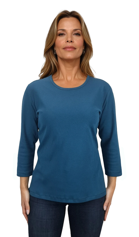 Дамска  блуза - тениска с 3/4 ръкав обло деколте - Decade.shop