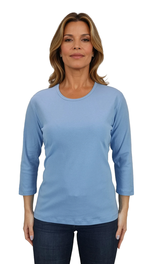 Дамска  блуза - тениска с 3/4 ръкав обло деколте - Decade.shop